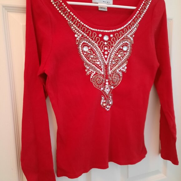 WD.NY Tops - Brand New Wine Red Cute, Gorgeous Beaded Top